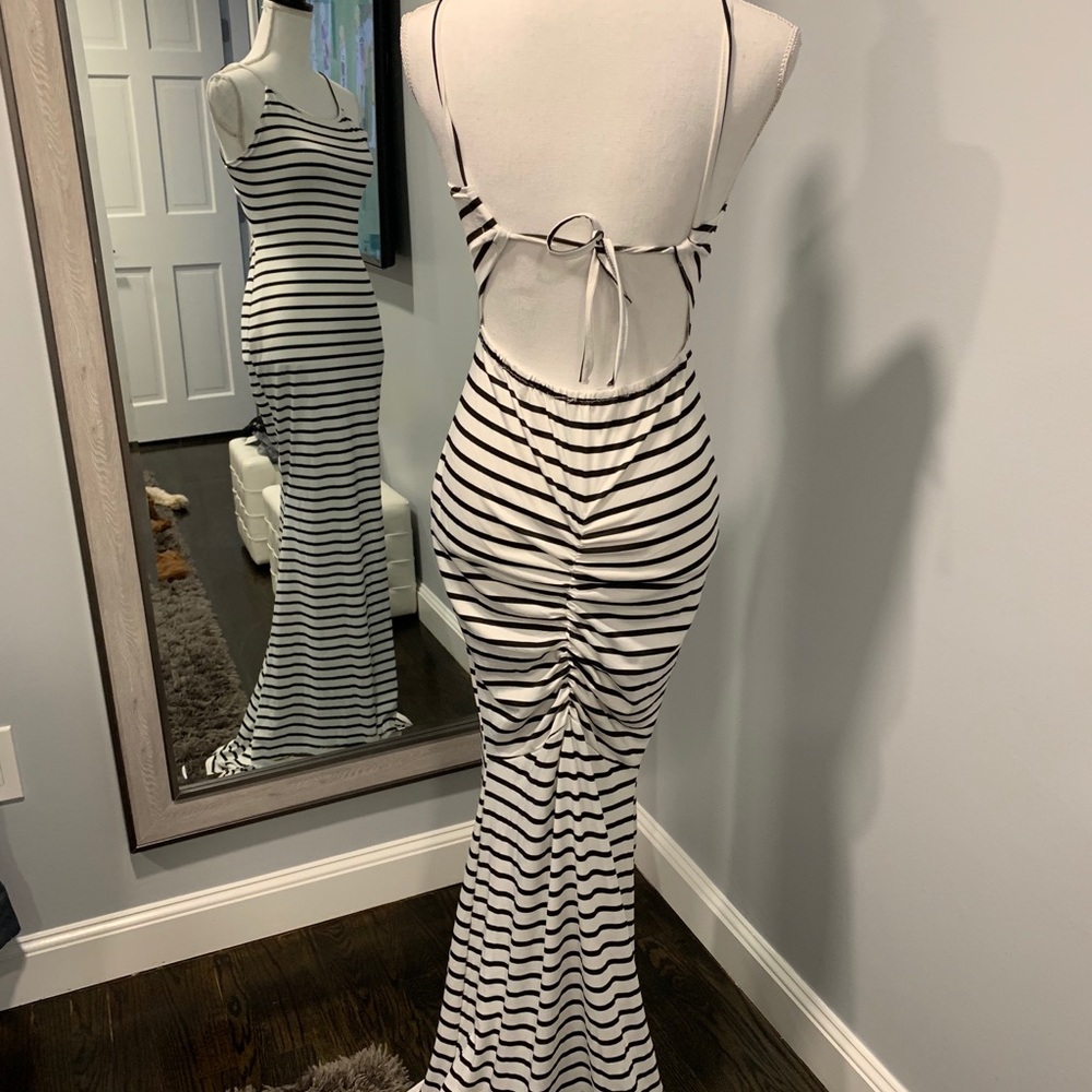 Fringed back dress
